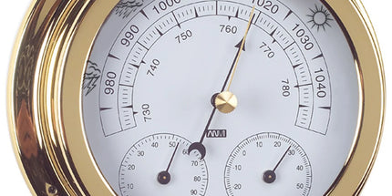 ANVI Barometer, Thermometer, Hygrometer & Clock - Circular (Coastal only)