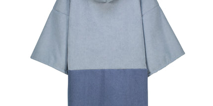 Kids Colour Block Long Sleeve Poncho Towel Blue