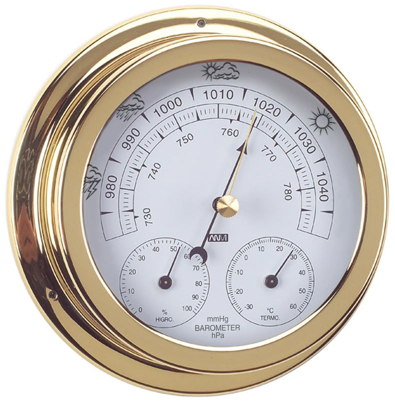 ANVI Barometer, Thermometer, Hygrometer & Clock - Circular (Coastal only)