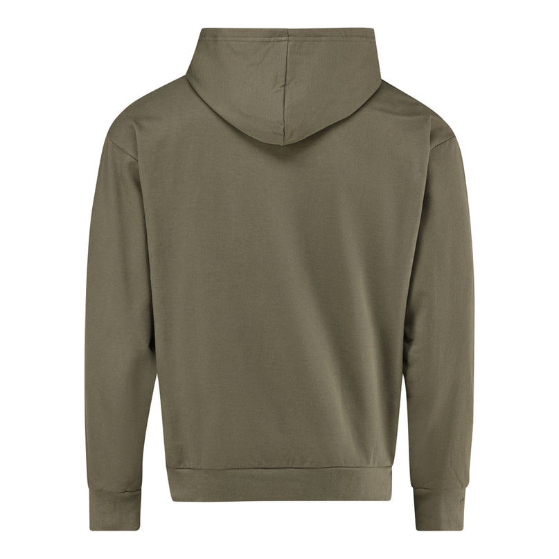 Brushed Fleece Hoodie with printed logo- Olive