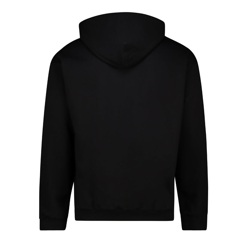 Brushed Fleece Hoodie with white logo - Black