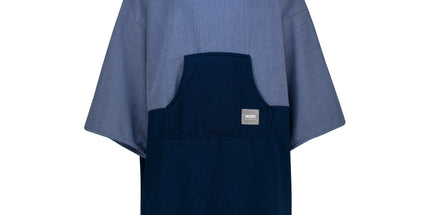 Colour Block Long Sleeve Poncho Towel Navy