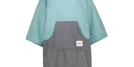 Colour Block Long Sleeve Poncho Towel Grey