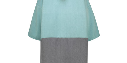 Colour Block Long Sleeve Poncho Towel Grey