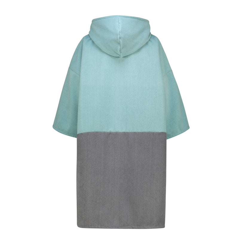 Colour Block Long Sleeve Poncho Towel Grey