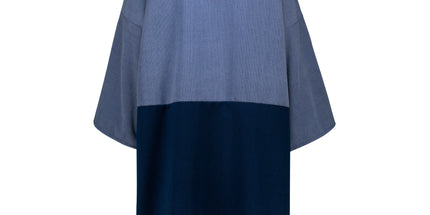 Colour Block Long Sleeve Poncho Towel Navy