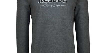 Long Sleeve Tee with National Sea Rescue Saving lives print - Charcoal Melange