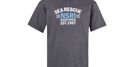 Kids Short Sleeve Tee - SEA RESCUE NSRI Waves  SA EST.1967 print." - Charcoal