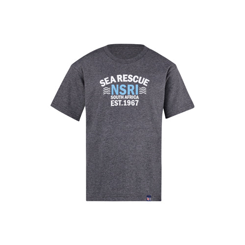 Kids Short Sleeve Tee - SEA RESCUE NSRI Waves  SA EST.1967 print." - Charcoal