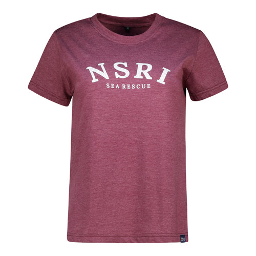 Ladies NSRI Sea Rescue T-Shirt - Maroon Melange