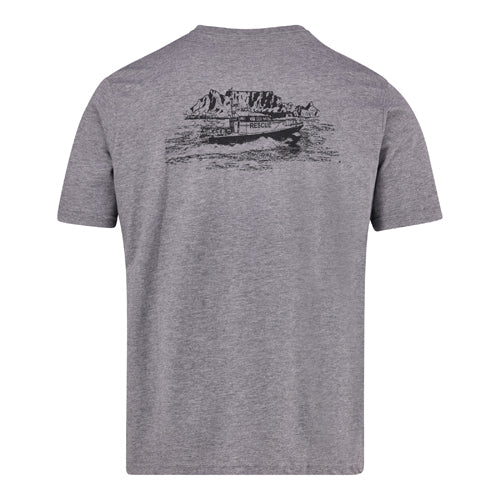 Short Sleeve Tee - SEA RESCUE & table Mountain Boat print - Grey Melange