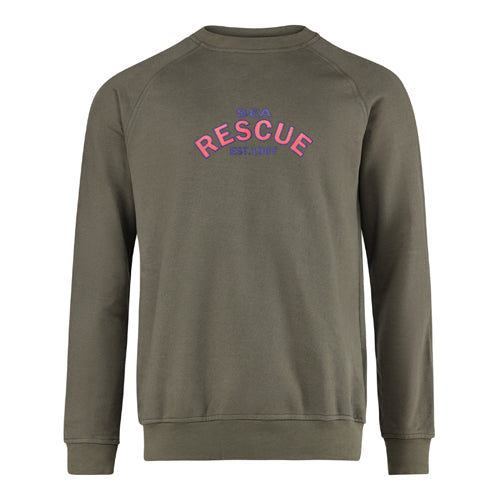 Round neck Brushed Fleece Pullover printed - Olive