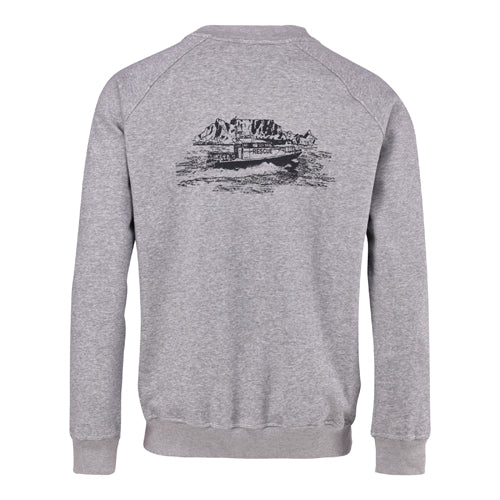 Round neck Brushed Fleece Pullover printed - Grey Melange