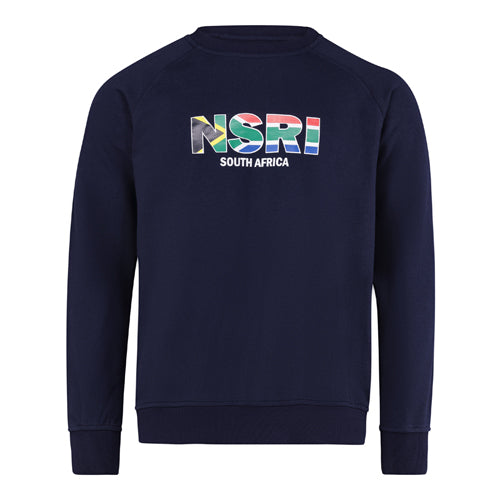 Round neck Brushed Fleece Pullover &quot;NSRI&quot; printed - Navy