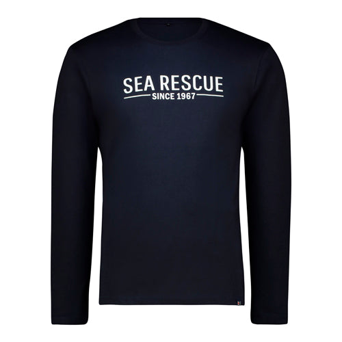 Long Sleeve Tee - Front small Saving Lives NSRI waves print