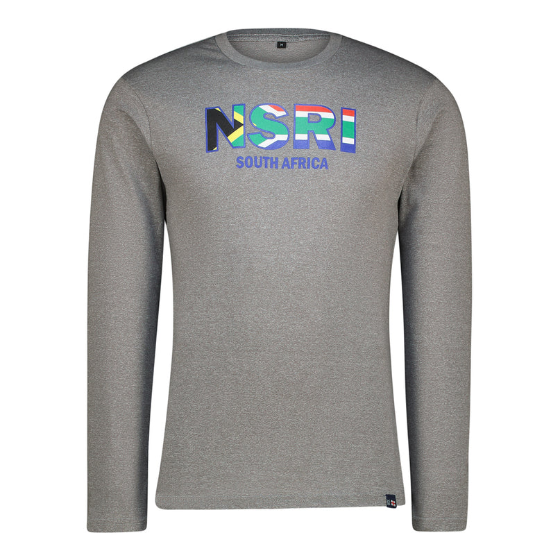 Long Sleeve Tee - Front NSRI South Africa print - Grey Melange