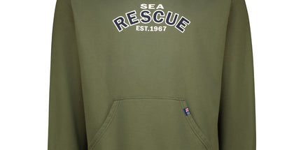 Brushed Fleece Hoodie with navy logo- Olive