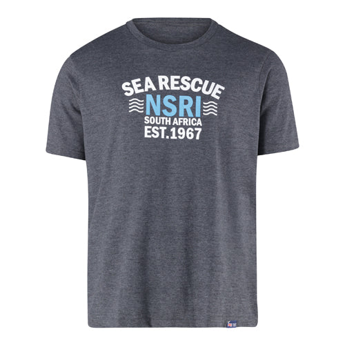 Short Sleeve Tee - NSRI SEA RESCUE SA EST.1967 print - Charcoal Melange