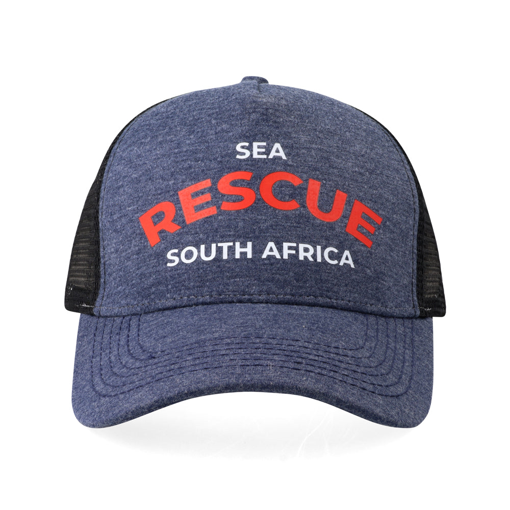 &quot;Sea Rescue&quot; Mesh Trucker Cap - Navy Melange