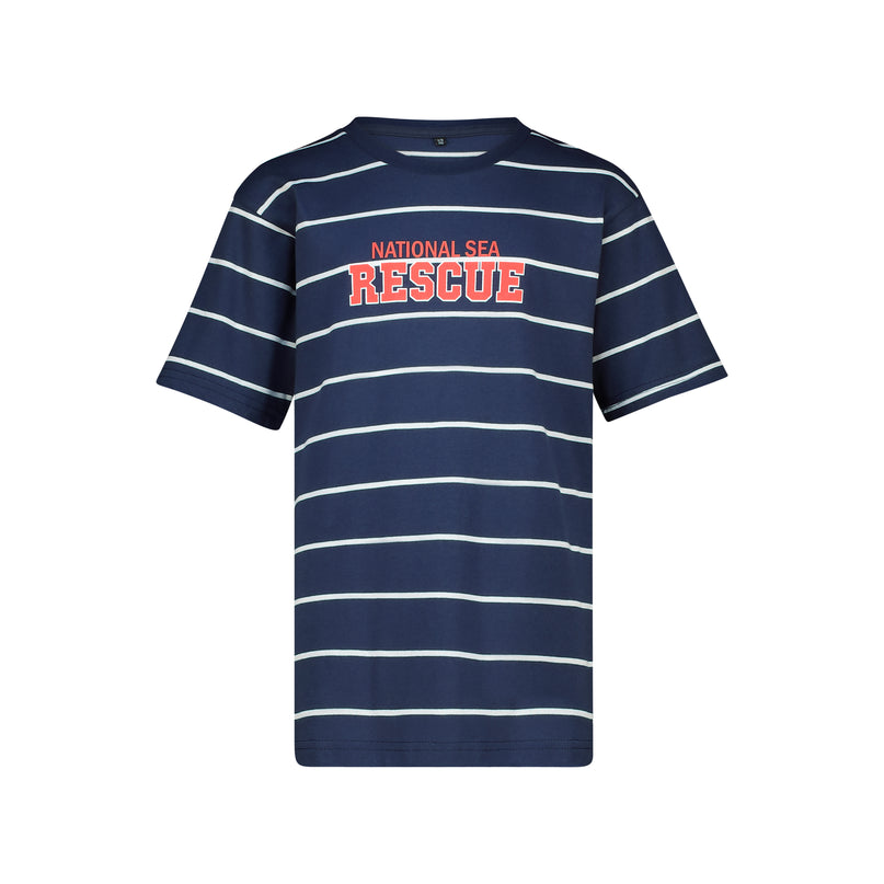Kids Sea Rescue Stripe T-Shirt - Navy/Red