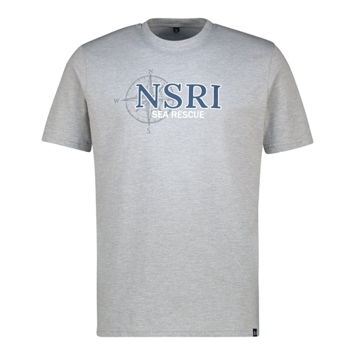 NSRI Sea Rescue Full Compass Short Sleeve T-Shirt - Grey Mélange