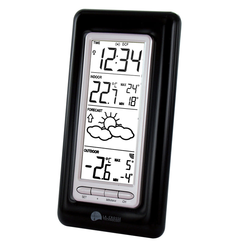 Weather forecaster, indoor & outdoor temperature, time & alarm