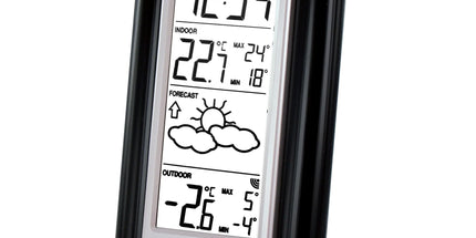 Weather forecaster, indoor & outdoor temperature, time & alarm
