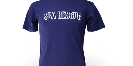 Kids Short Sleeve Tee - SEA RESCUE & Table Mountain Boat print - Navy