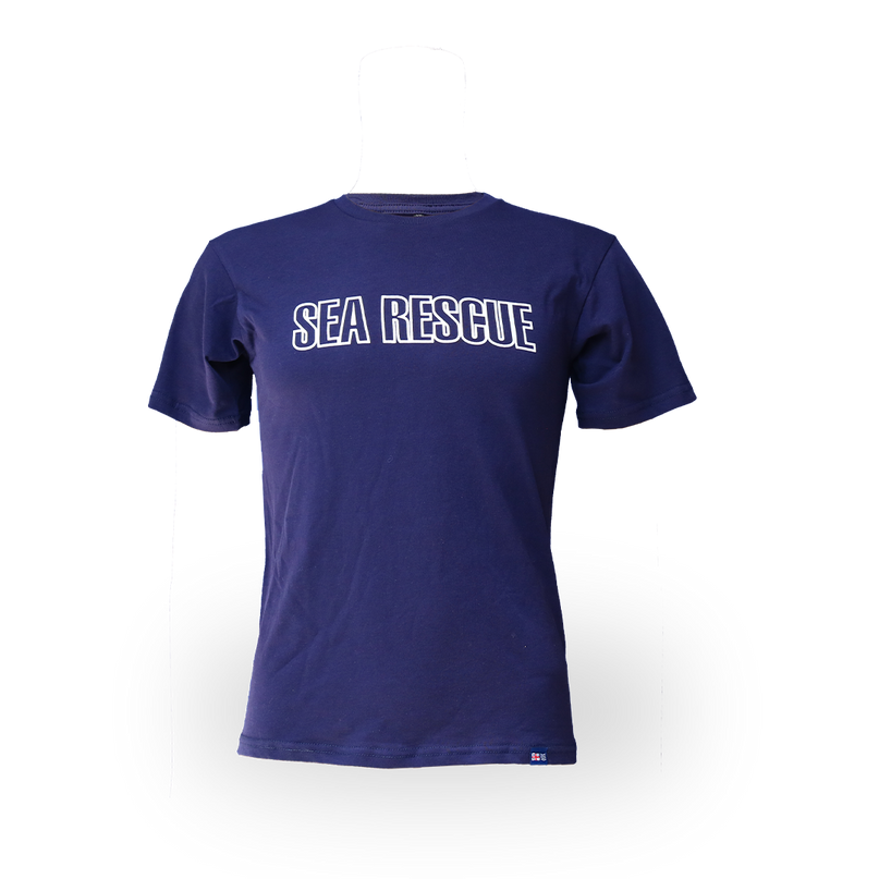 Kids Short Sleeve Tee - SEA RESCUE & Table Mountain Boat print - Navy