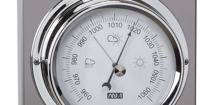 ANVI Barometer, Thermometer, Hygrometer, Clock - Stainless Steel - Rectangular (Coastal only)